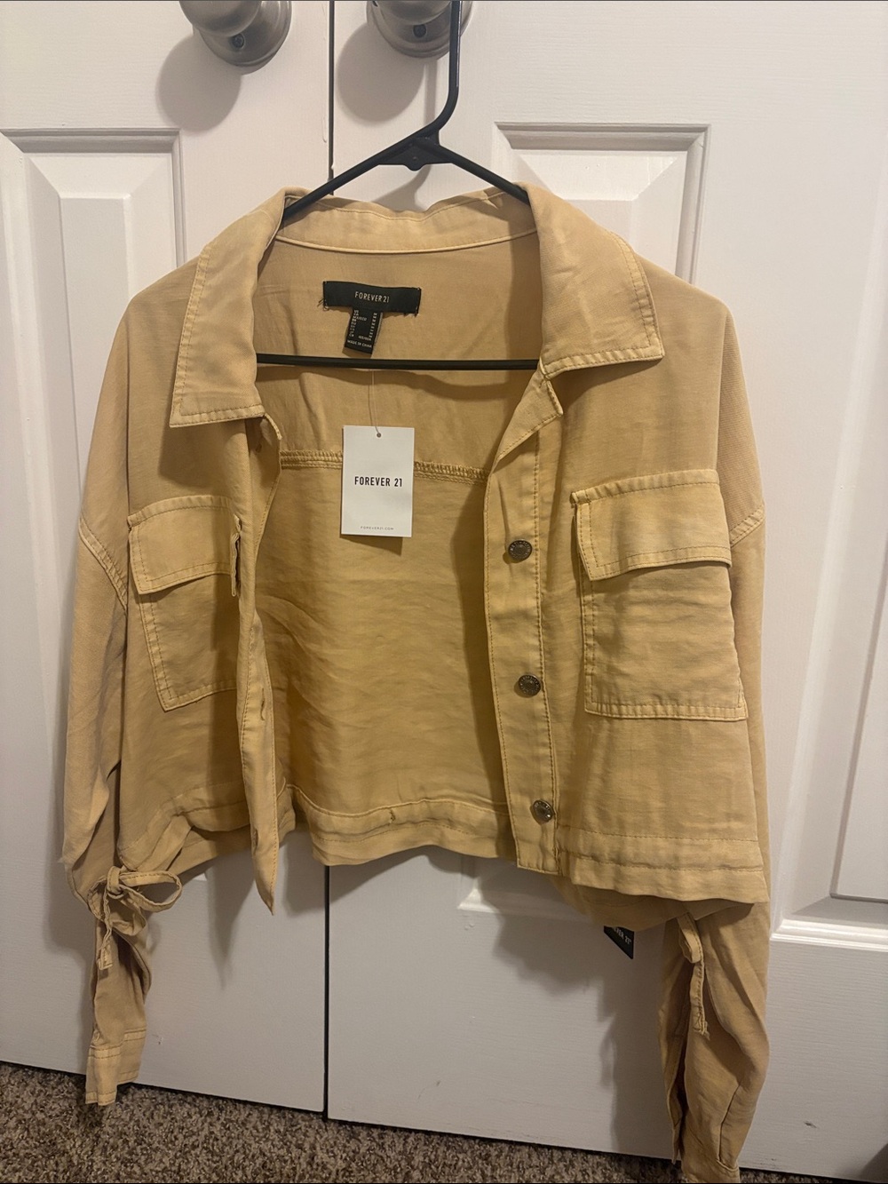 Forever 21 Cropped Denim Jacket in Mustard Yellow